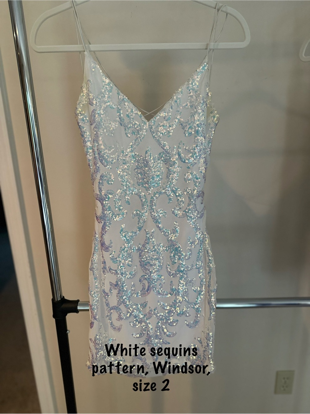 Windsor White Iridescent Sequin Mini Dress